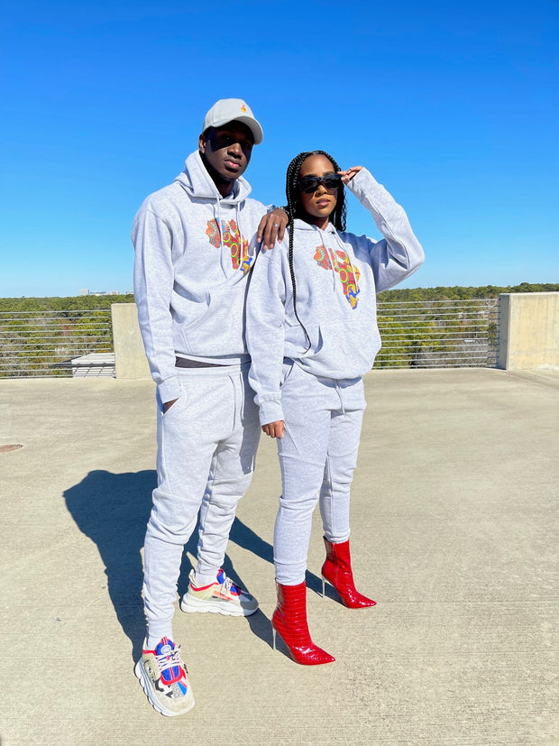 African Map Design Light Heather Grey Unisex Hoodie & Jogger Set
