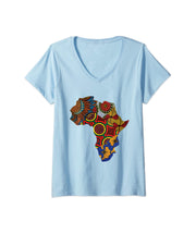 African Map V Necks Ankara Print Tees By Berts Premium T-Shirt