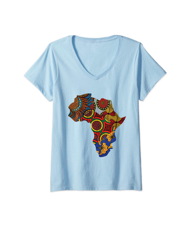 African Map V Necks Ankara Print Tees By Berts Premium T-Shirt