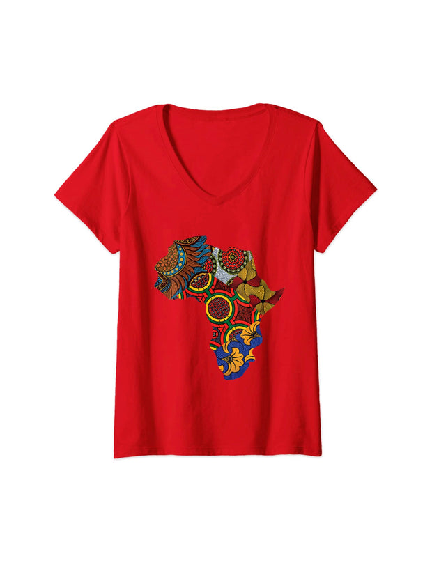 African Map V Necks Ankara Print Tees By Berts Premium T-Shirt