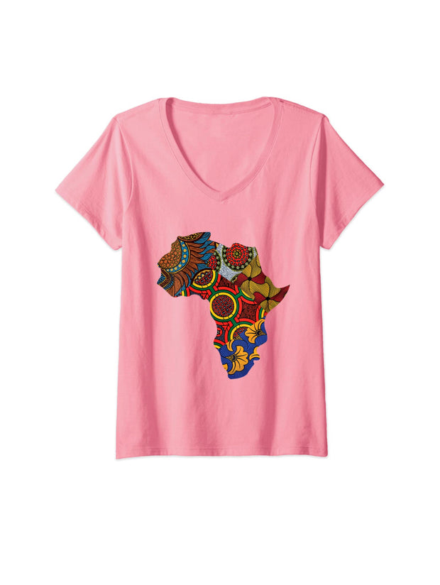 African Map V Necks Ankara Print Tees By Berts Premium T-Shirt
