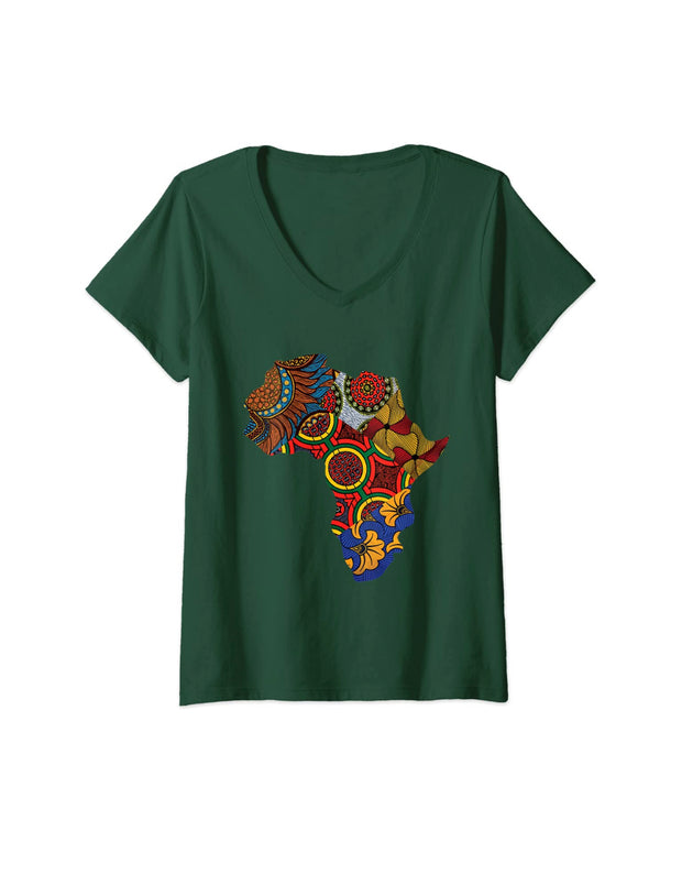 African Map V Necks Ankara Print Tees By Berts Premium T-Shirt