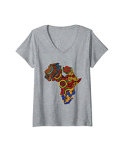 African Map V Necks Ankara Print Tees By Berts Premium T-Shirt