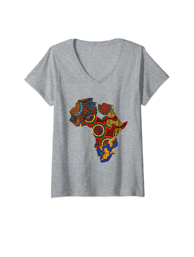 African Map V Necks Ankara Print Tees By Berts Premium T-Shirt